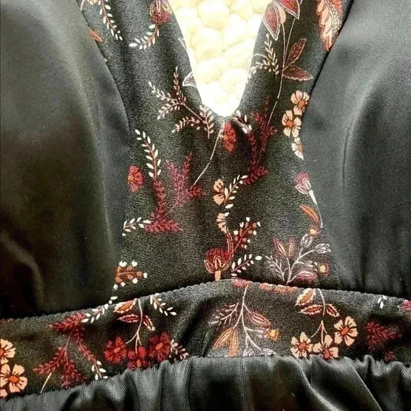 Swim By Cacique Black/Floral Tummy Control Deep V Tankini Swimming Suit Size 16 - Picture 6 of 12